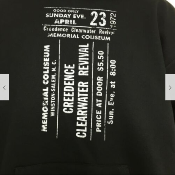 NWOT CCR April 23 1972 Ticket Hoodie Black Unisex - Picture 2 of 6